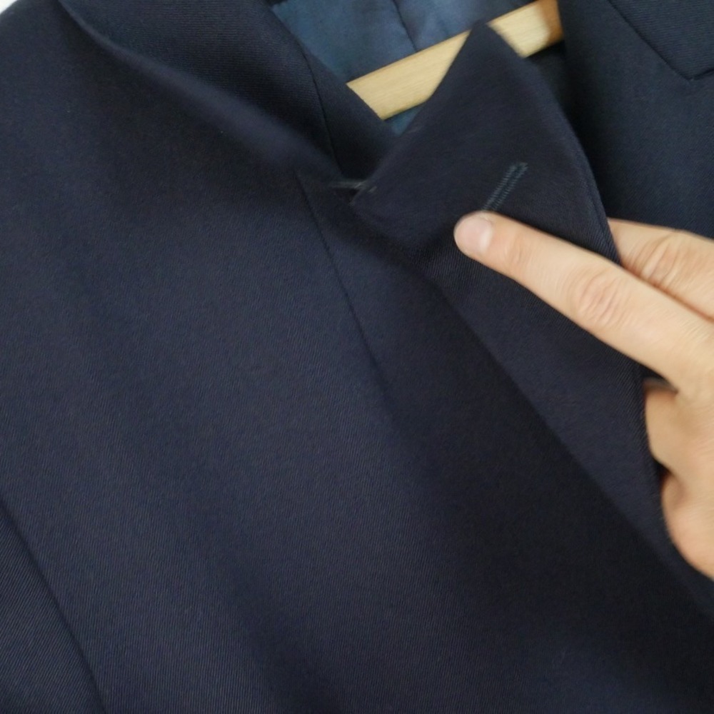 J Peterman Women's Double Breasted Blazer Navy Blue Gold Buttons 14 Wool Vintage - Picture 13 of 16